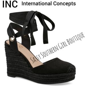 🆕⭐ INC International Concepts Black Wedge Sandals